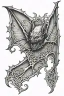 gothic bat hanging upside tattoo design idea