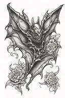 gothic bat hanging upside tattoo design idea