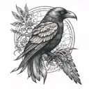 crow, daughter, muse, lightning tattoo design idea