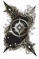 An intricate compass design intertwined with geometric cross  tattoo design idea