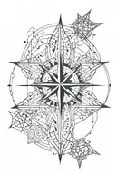 A simple geometric compass design intertwined with simple geometric cross  tattoo design idea