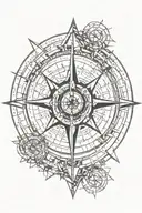 A simple geometric compass design intertwined with simple geometric cross  tattoo design idea