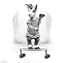 dancing baby goat standing on two rollerskates with tattoo design idea