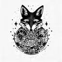 a fox with space content tattoo design idea