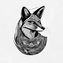 a fox with space content tattoo design idea