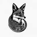 a fox with space content tattoo design idea