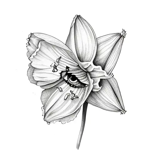 daffodil with butterflies  tattoo design idea