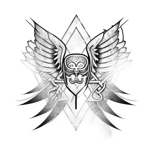 Sword with wings tattoo design idea