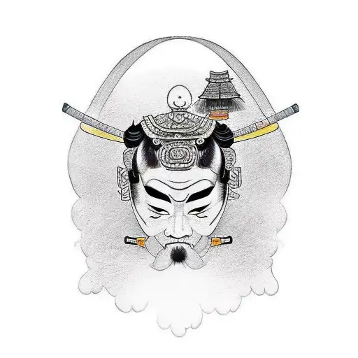 geisha samurai tattoo design idea