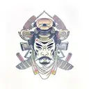 geisha samurai tattoo design idea