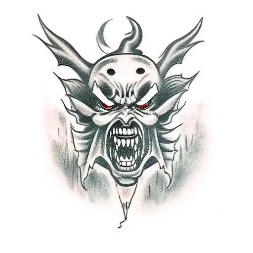 Scary creepy Oni mask tattoo design  tattoo design idea