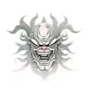 Scary,creepy Oni mask  tattoo design idea