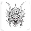 Scary,creepy Oni mask  tattoo design idea