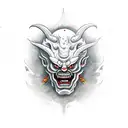 Scary,creepy Oni mask  tattoo design idea