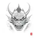 Scary,creepy Oni mask  tattoo design idea