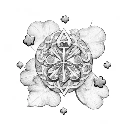 four leaf clover with an hourglass   tattoo design idea