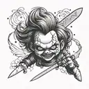 chucky with knife tattoo design idea