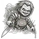 chucky with knife tattoo design idea