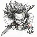 chucky with knife tattoo design idea