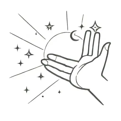 baby hand reaching towards the heavens gates open with stairs tattoo design idea