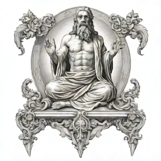 god alone in full height tattoo design idea