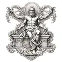 god alone in full height tattoo design idea