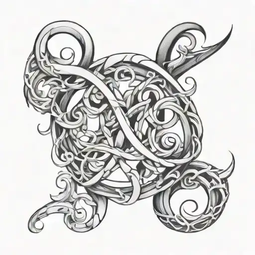 overlapping initials intertwined tattoo design idea