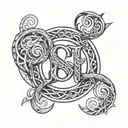 overlapping initials intertwined tattoo design idea