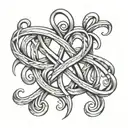 overlapping initials intertwined tattoo design idea