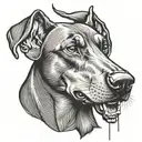 angry doberman dog tattoo design idea