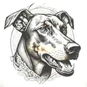 angry doberman dog tattoo design idea