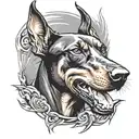 angry doberman dog tattoo design idea