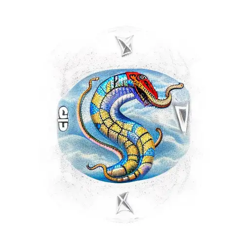 viking snake compass  tattoo design idea