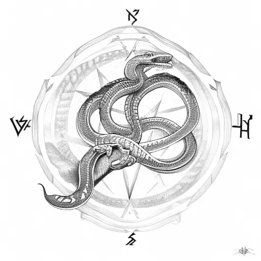 viking snake compass  tattoo design idea
