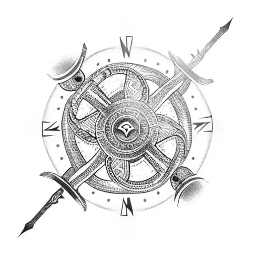 viking snake compass  tattoo design idea