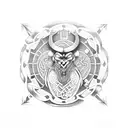 viking snake compass  tattoo design idea
