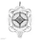 viking snake compass  tattoo design idea