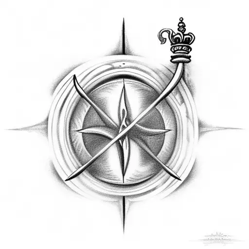 Neptune's trident, chess and time tattoo design idea