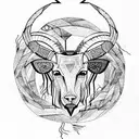 powerful ram with barbed wire around and fiery eyes tattoo design idea