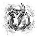 powerful ram with barbed wire around and fiery eyes tattoo design idea