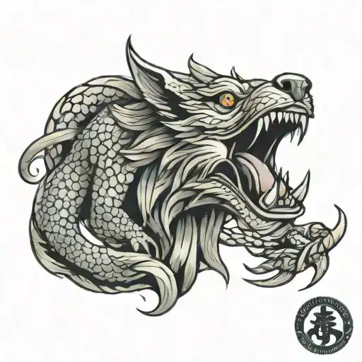 wolf japanese dragon tattoo design idea