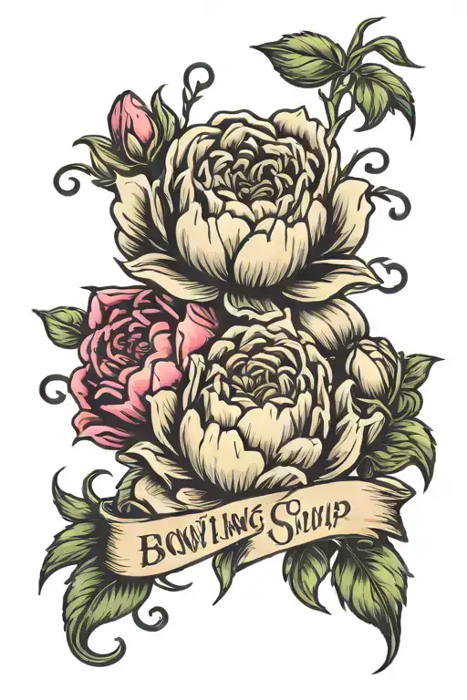 bowling for soup logo merged with peonies flower tattoo tattoo design idea