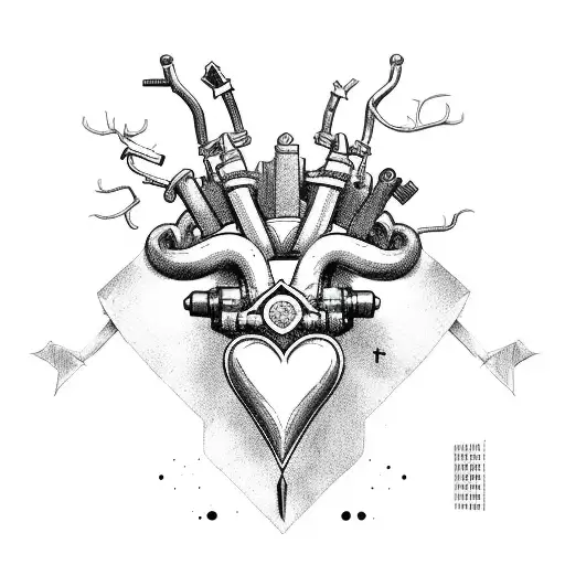 heart defect hero fighter tattoo design idea