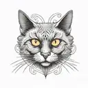 Black Cat with orange Eyes along tattoo design idea