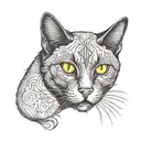 Black Cat with orange Eyes along tattoo design idea