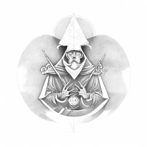 the hermit tarot to the emperor  tattoo design idea