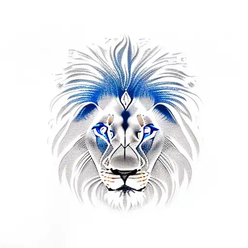 lion, blue eyes, woman, clock, life script  tattoo design idea