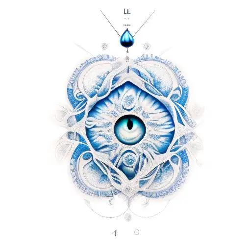 woman, tear drop blue tattoo design idea