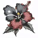 hibiscus flower and haitian flag tattoo design idea