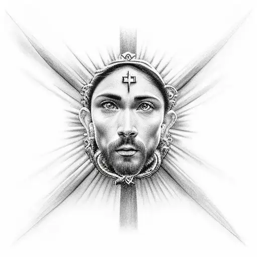 cara de jesus y la cruz tattoo design idea